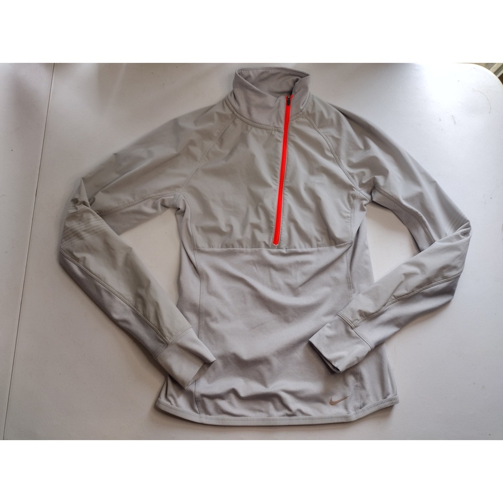 Nike Running Dri-FIT Thermal Quarter Zip Pullover Gray Neon‎ XS